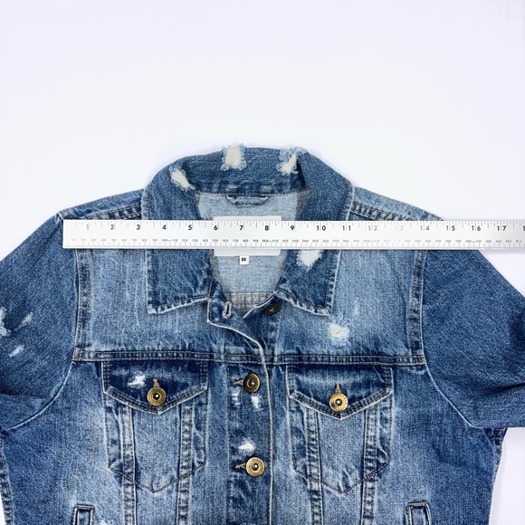 Pistola Distressed Cropped Denim Jacket Medium Raw Hem - Picture 4 of 9